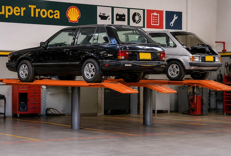 PRENSA HIDRÁULICA EM UM POSTO DE GASOLINA